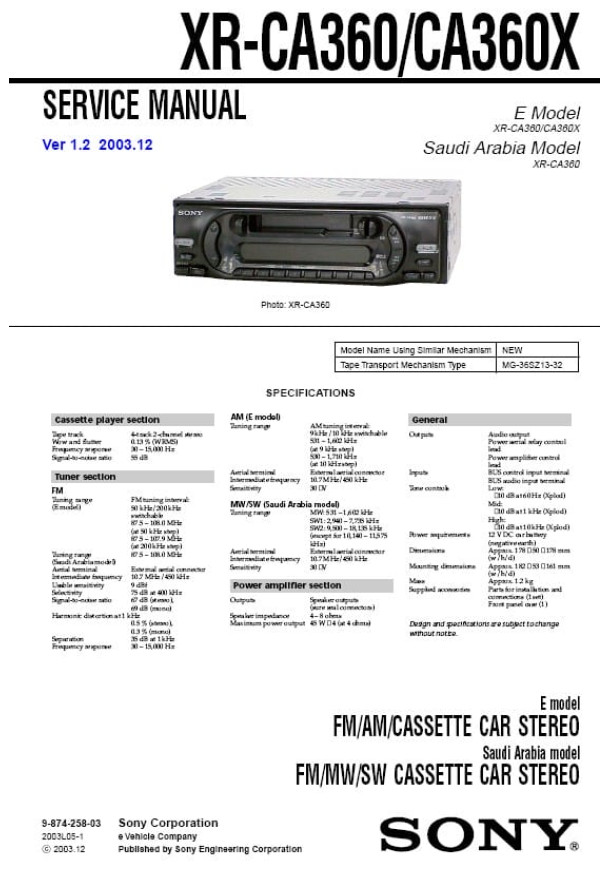 XR-CA360, XR-CA360X Ver.1.2